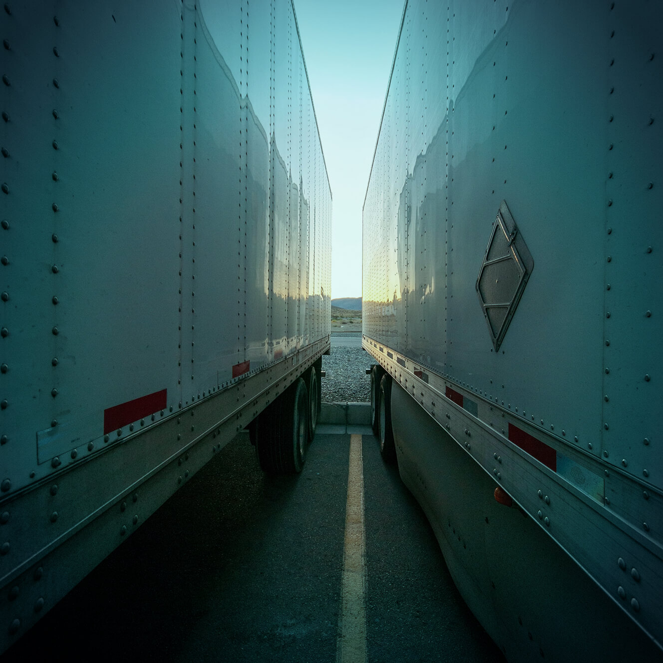 Line of transport trailers