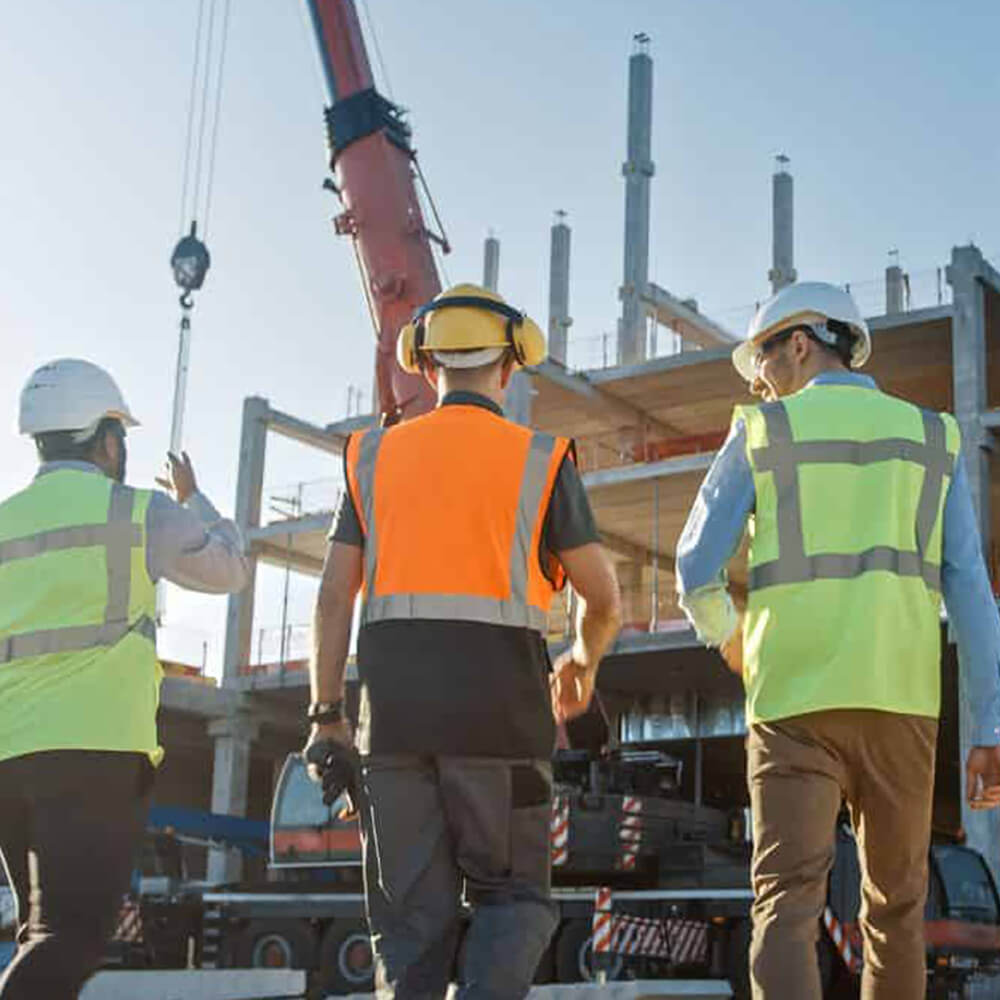 Crew inspecting civil works