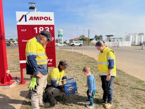 Photo 12 TRL crew outside an Ampol service station