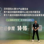 Daniel Mulally standing in front of the 6th Shenzhen International Data Center Liquid Cooling Technology Exhibition (CIME 2026) banner