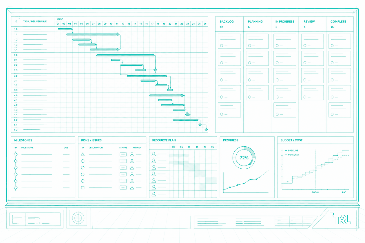 project-management_reverse One-Stop project management process diagram
